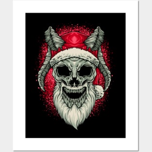 SANTA SKULL HORN HEAD Posters and Art